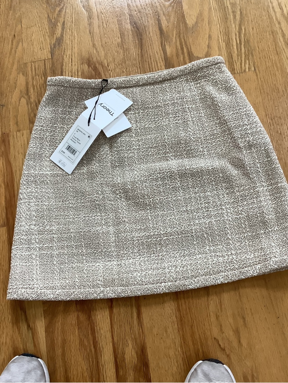Theory Neutral Tweed Mini Skirt in Light Beige